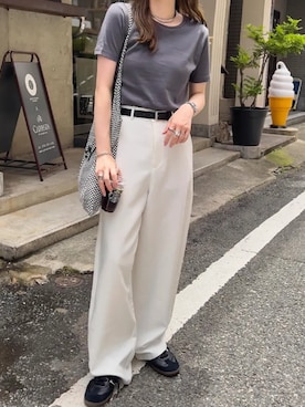 「チャコールグレー」｜「アイテム（パンツ）」を使った、神戸レタスさん（レディース・152cm）の秋コーディネート