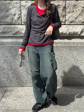 「バレルレッグデニム」｜神戸レタスさん（レディース・152cm）の秋コーディネート