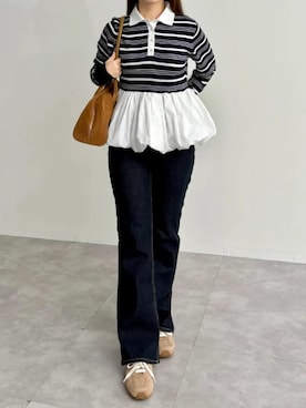 「KOBE LETTUCE（コウベレタス）のアイテム（バッグ）」を使った、神戸レタスさん（レディース・157cm）の春コーディネート