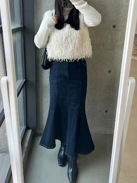 「アイテム（デニムスカート）」を使った、神戸レタスさん（レディース・153cm）の秋コーディネート