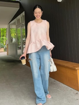 「ぺプラムトップス」｜神戸レタスさん（レディース・162cm）の夏コーディネート