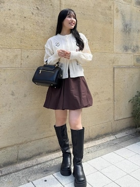 「KOBE LETTUCE」｜「アイテム（カーディガン/ボレロ）」を使った、神戸レタスさん（レディース・155cm）の秋コーディネート