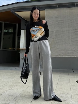 「アイテム（バンダナ/スカーフ）」を使った、神戸レタスさん（レディース・162cm）の秋コーディネート