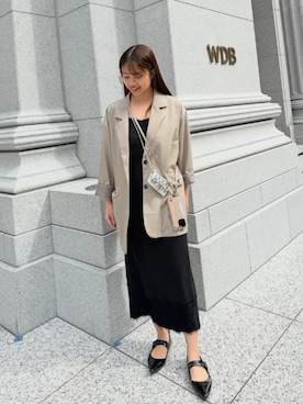 「KOBE LETTUCE（コウベレタス）のレーストリムキャミワンピース（ワンピース、ブラック系）」を使った、神戸レタスさん（レディース・162cm）の春コーディネート
