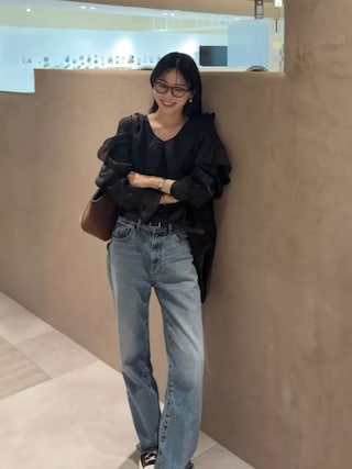 「KOBE LETTUCE(コウベレタス)のシアーフリルチュニックブラウス(シャツ/ブラウス)」を使った、神戸レタスさん(レディース・155cm)の秋コーディネート
