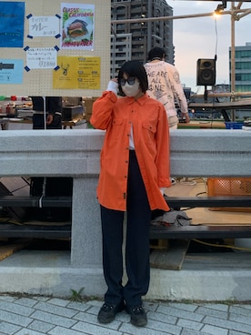 「Ameri（アメリ）のアイテム（スラックス）」を使った、やまもとせりなさん（レディース・155cm）の夏コーディネート