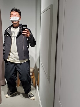 「アイテム（ライダースジャケット）」を使った、t頭さん（メンズ・171cm・40代）の夏コーディネート