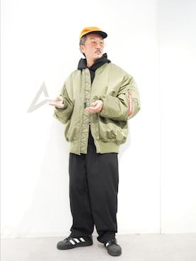 「アイテム（MA-1）」を使った、t頭さん（メンズ・171cm・40代）の冬コーディネート