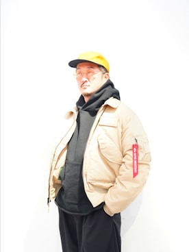 「アイテム（ミリタリージャケット）」を使った、t頭さん（メンズ・171cm）の秋コーディネート