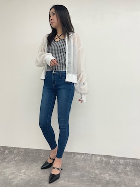 「スキニー」｜「アイテム（ブルゾン）」を使った、𝑨𝑰𝑹𝑰さん（レディース・159cm）の夏コーディネート