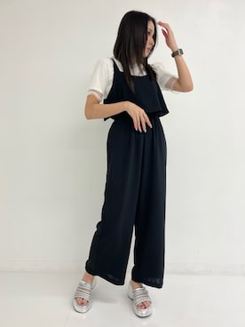 「anap mimpi（アナップミンピ）のアイテム（オールインワン・サロペット）」を使った、𝑨𝑰𝑹𝑰さん（レディース・159cm）の夏コーディネート