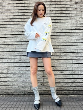 「袖プリント」｜𝑨𝑰𝑹𝑰さん（レディース・159cm）の冬コーディネート