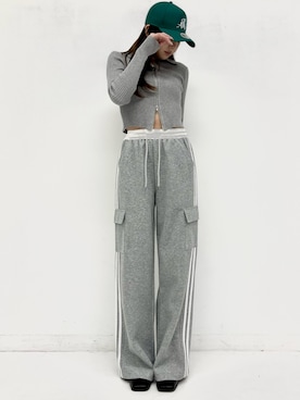 「リブニット」｜「アイテム（スウェットパンツ）」を使った、𝑨𝑰𝑹𝑰さん（レディース・159cm）の秋コーディネート