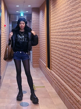 「アイテム（エコバッグ/サブバッグ）」を使った、ミユキ✞さん（レディース・157cm）の冬コーディネート