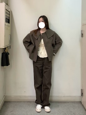「アイテム（カーディガン/ボレロ、ホワイト系）」を使った、m♡さん（レディース・167cm）の冬コーディネート