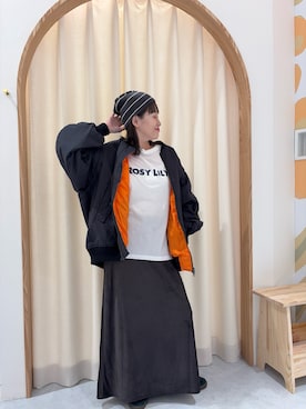 「アイテム（MA-1）」を使った、りーたんさん（レディース・152cm）の秋コーディネート