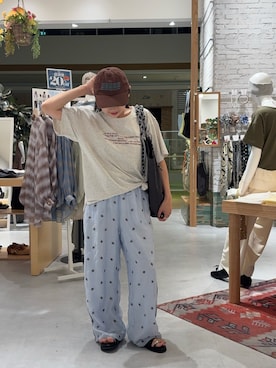 「CIAOPANIC TYPY（チャオパニックティピー）のアイテム（キャップ）」を使った、りーたんさん（レディース・152cm）の夏コーディネート