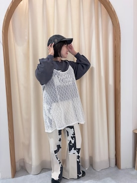 「CIAOPANIC TYPY（チャオパニックティピー）のアイテム（キャップ）」を使った、りーたんさん（レディース・152cm）の春コーディネート