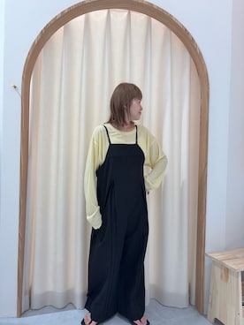 「CIAOPANIC TYPY（チャオパニックティピー）の【タンク付き】ムジ見えチェックサッカーサロペット（サロペット/オーバーオール）」を使った、りーたんさん（レディース・152cm）の夏コーディネート