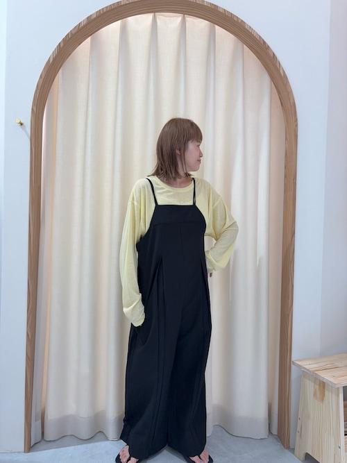 【タンク付き】ムジ見えチェックサッカーサロペット