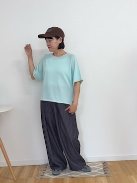 「CIAOPANIC TYPY（チャオパニックティピー）のアイテム（キャップ）」を使った、りーたんさん（レディース・152cm）の夏コーディネート