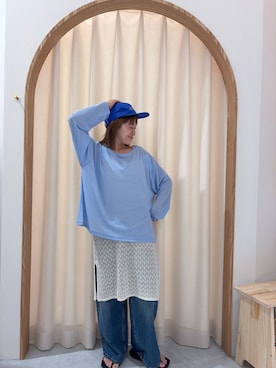 「CIAOPANIC TYPY（チャオパニックティピー）のアイテム（キャップ）」を使った、りーたんさん（レディース・152cm）の夏コーディネート