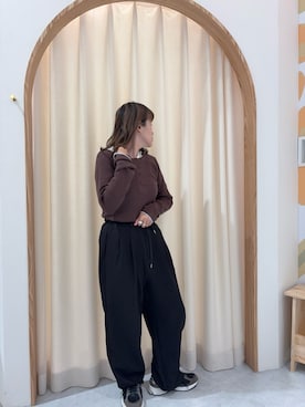 「アイテム（スラックス）」を使った、りーたんさん（レディース・152cm）の冬コーディネート