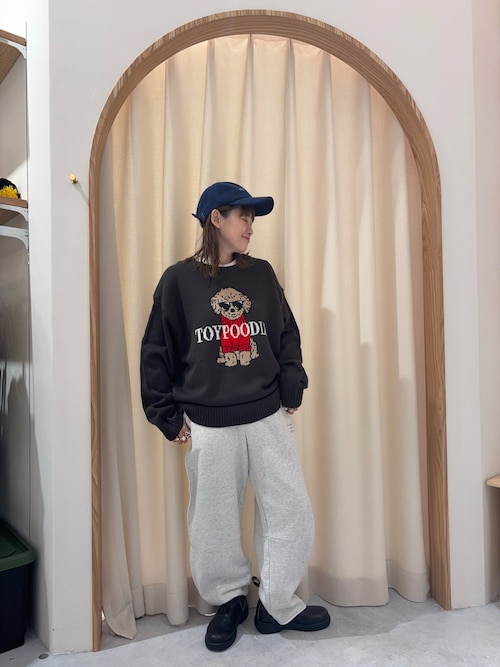 セール】【3サイズ展開】ワンポイントロゴ刺繍スウェットカーブパンツ