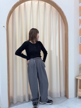 「アイテム（スラックス）」を使った、りーたんさん（レディース・152cm）の冬コーディネート