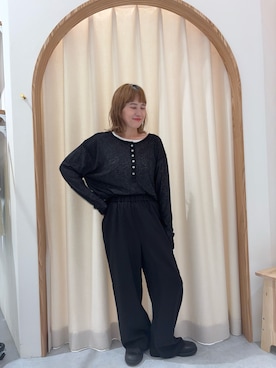 「CIAOPANIC TYPY（チャオパニックティピー）の≪3サイズ展開≫テックリネンワイドパンツ（スラックス）」を使った、りーたんさん（レディース・152cm）の秋コーディネート