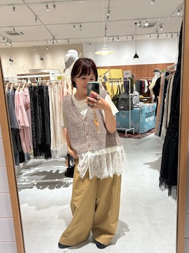 「CIAOPANIC TYPY（チャオパニックティピー）の【低身長・高身長対応/サイズ展開あり】スタイルアップ柔らかワイドイージーパンツ/デニム/スラックス（デニムパンツ）」を使った、りーたんさん（レディース・152cm）の夏コーディネート