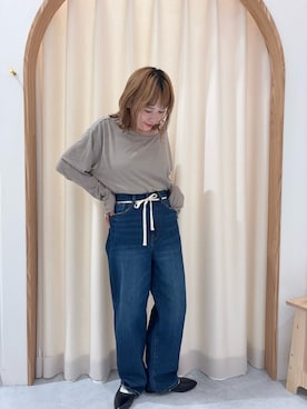 「CIAOPANIC TYPY（チャオパニックティピー）の【S～XL展開】アソート素材フラットミュール（パンプス）」を使った、りーたんさん（レディース・152cm）の秋コーディネート