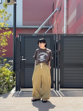 「CIAOPANIC TYPY（チャオパニックティピー）の【ユニセックス】ビックシルエットアソートグラフィックプリントTee（Tシャツ/カットソー、グレー系）」を使った、りーたんさん（レディース・152cm）の春コーディネート