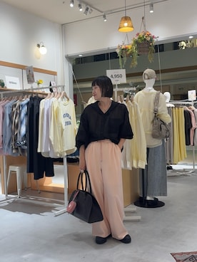 「CIAOPANIC TYPY（チャオパニックティピー）のアイテム（スラックス）」を使った、りーたんさん（レディース・152cm）の春コーディネート