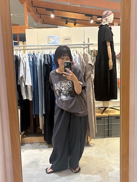「CIAOPANIC TYPY（チャオパニックティピー）のアソートフォトプリントTee（Tシャツ/カットソー、グレー系）」を使った、りーたんさん（レディース・152cm）の夏コーディネート