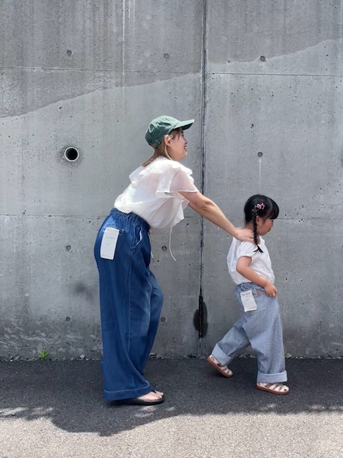 【KIDS】紐付き風ワイドイージーデニム