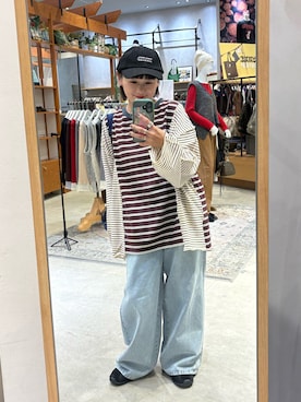 「CIAOPANIC TYPY（チャオパニックティピー）のアイテム（デニムパンツ）」を使った、りーたんさん（レディース・152cm）の秋コーディネート