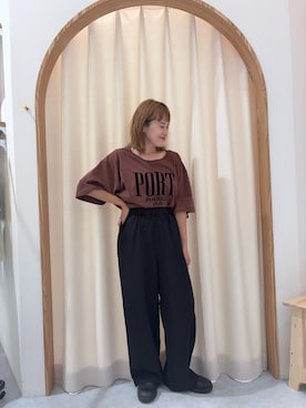 「CIAOPANIC TYPY（チャオパニックティピー）の≪3サイズ展開≫テックリネンワイドパンツ（スラックス）」を使った、りーたんさん（レディース・152cm）の秋コーディネート