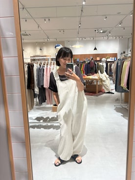 「アイテム（つなぎ/オールインワン、ホワイト系）」を使った、りーたんさん（レディース・152cm）の夏コーディネート