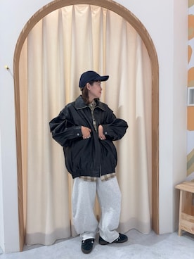 「アイテム（ライダースジャケット）」を使った、りーたんさん（レディース・152cm）の秋コーディネート