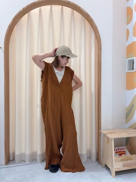 「アイテム（サロペット/オーバーオール）」を使った、りーたんさん（レディース・152cm）の夏コーディネート