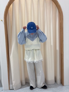 「CIAOPANIC TYPY（チャオパニックティピー）のアイテム（キャップ）」を使った、りーたんさん（レディース・152cm）の春コーディネート