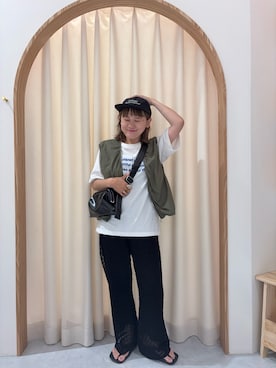 「アイテム（キャップ）」を使った、りーたんさん（骨格ウェーブ・レディース・152cm）の夏コーディネート