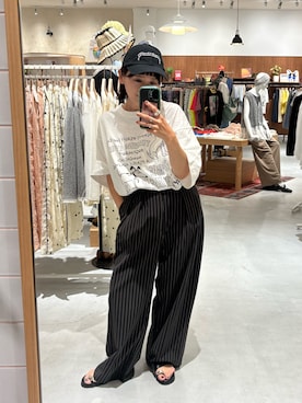 「CIAOPANIC TYPY（チャオパニックティピー）の【UNISEX】アソート落書きBIGロゴTEE（Tシャツ/カットソー、ホワイト系）」を使った、りーたんさん（レディース・152cm）の夏コーディネート