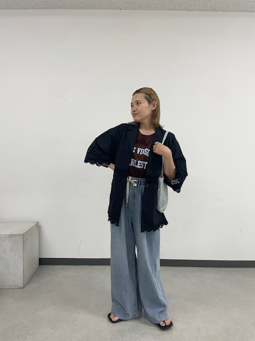 【低身長・高身長対応/サイズ展開あり】スタイルアップ柔らかワイドイージーパンツ/デニム/スラックス