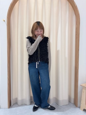 「CIAOPANIC TYPY（チャオパニックティピー）の【S～XL展開】アソート素材フラットミュール（パンプス）」を使った、りーたんさん（レディース・152cm）の秋コーディネート