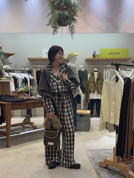 「アイテム（オールインワン・サロペット、ホワイト系）」を使った、りーたんさん（レディース・152cm）の秋コーディネート