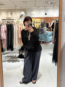 「CIAOPANIC TYPY（チャオパニックティピー）の【一枚でもレイヤードしても◎】2WAYシアーヘンリーネックTEE（Tシャツ/カットソー、ブラック系）」を使った、りーたんさん（レディース・152cm）の夏コーディネート