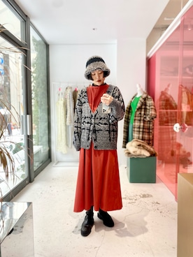 「古着女子」｜「アイテム（ワンピース/ドレス）」を使った、wadeさん（レディース・156cm）の冬コーディネート