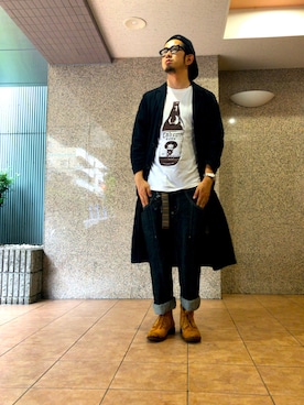 「ロールアップ」｜「アイテム（その他アウター）」を使った、n@oyaさん（メンズ・174cm）の秋コーディネート